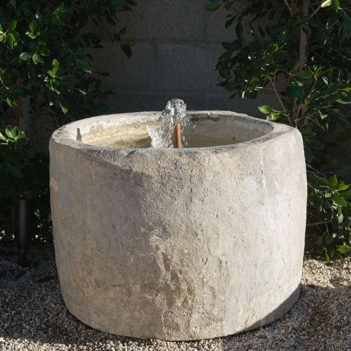 Vintage Limestone Fountain - 20 Height x 28 Round