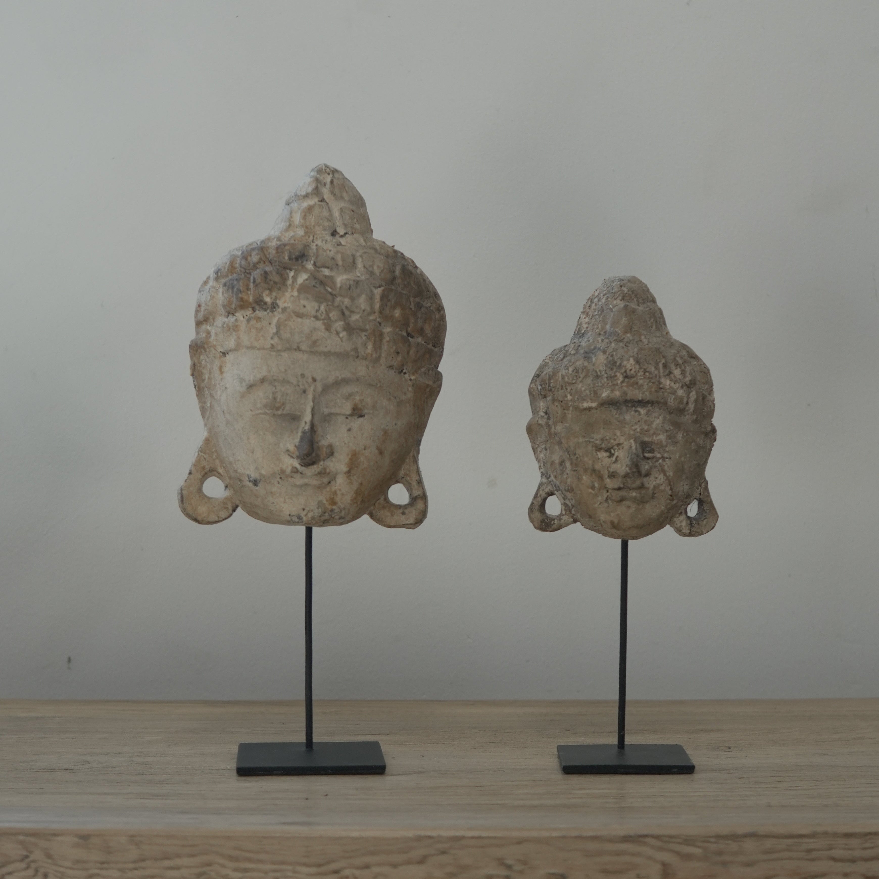 Handmade Wood Buddha Head Statue (Large) - Trouvaille Imports