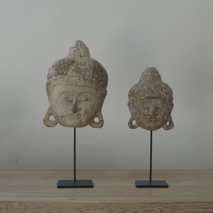 Handmade Wood Buddha Head Statue (Large)