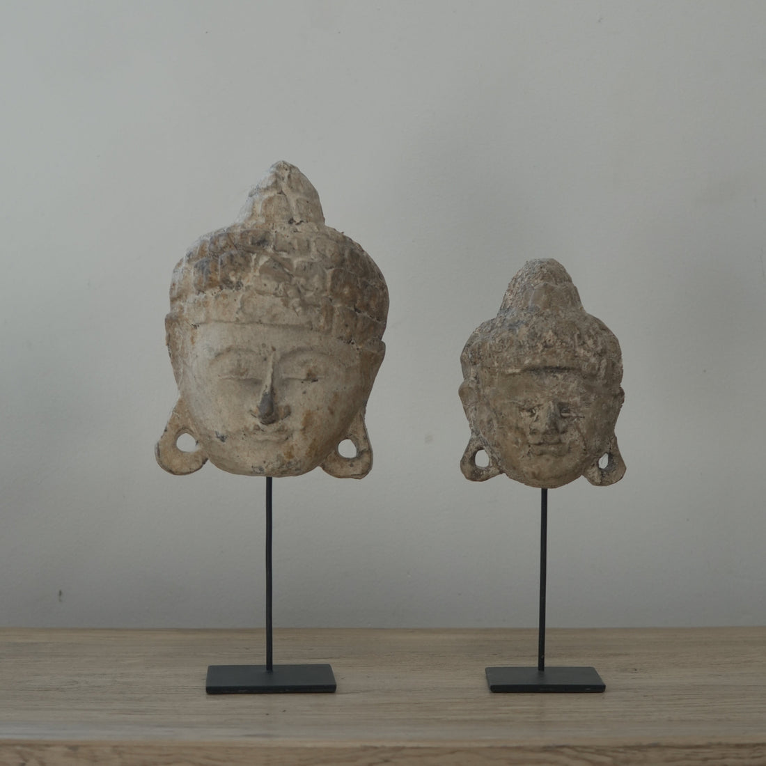 Handmade Wood Buddha Head Statue (Small) - Trouvaille Imports
