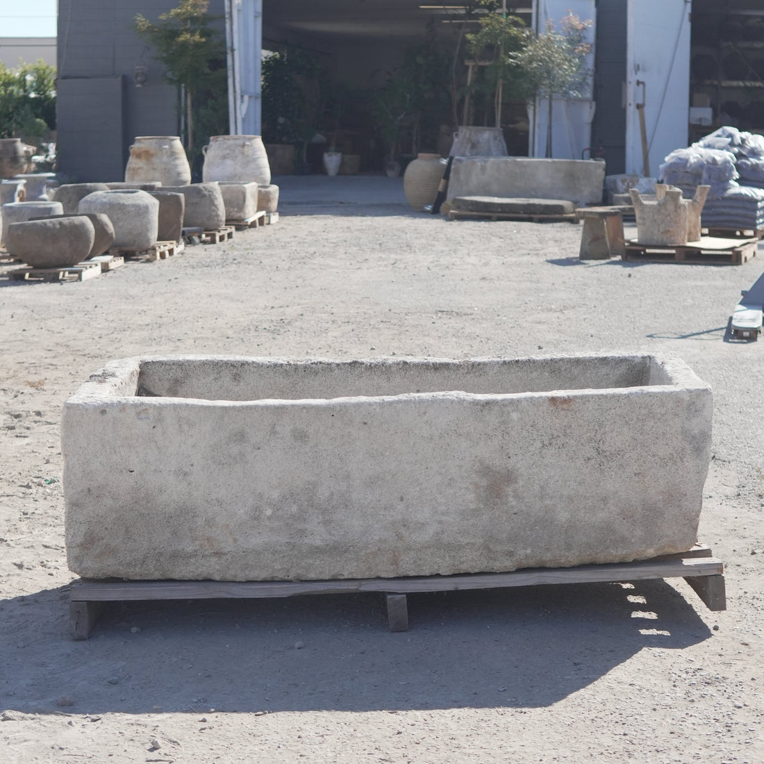 Vintage Limestone Rectangular Trough - Trouvaille Imports