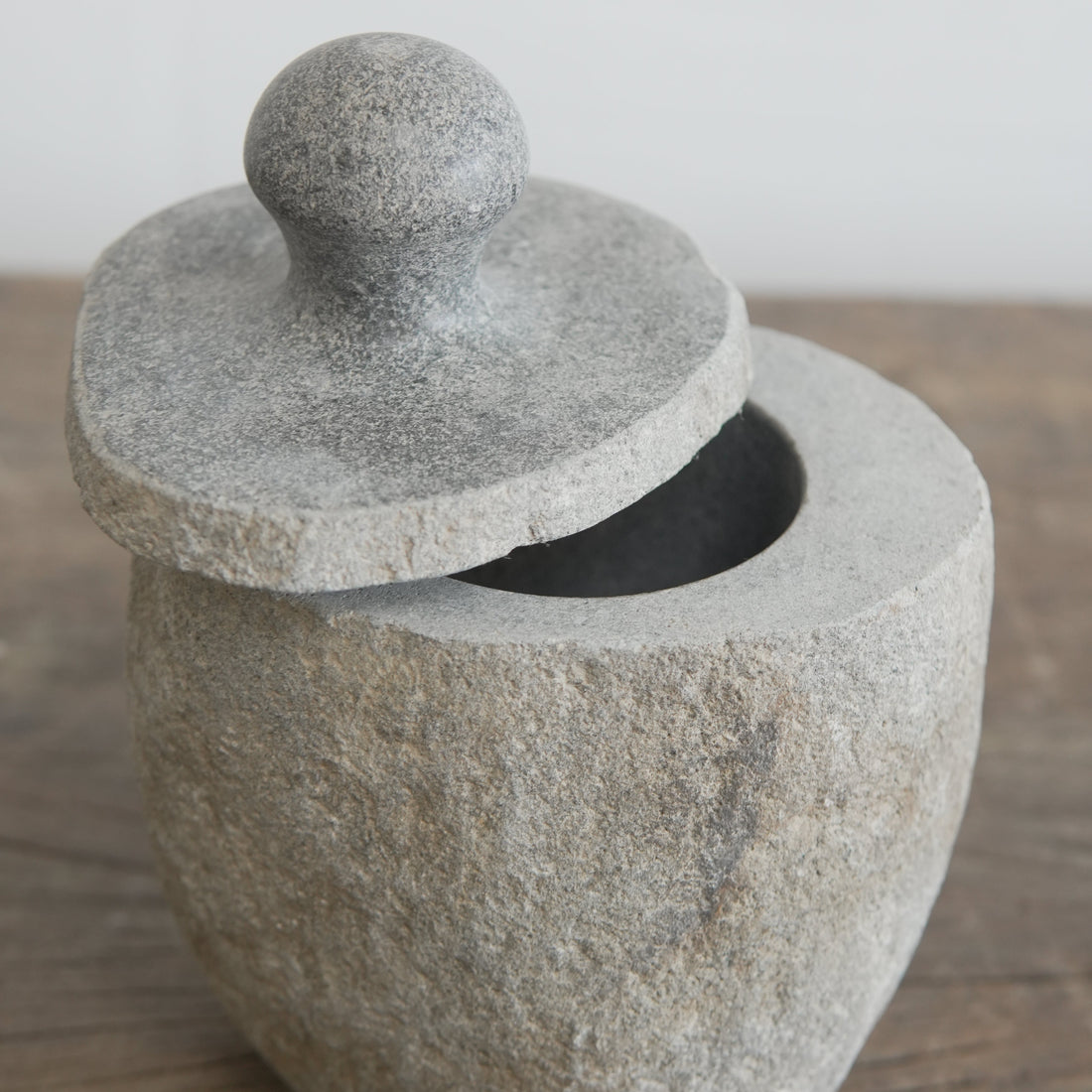 Hand Carved Stone Canister With Top