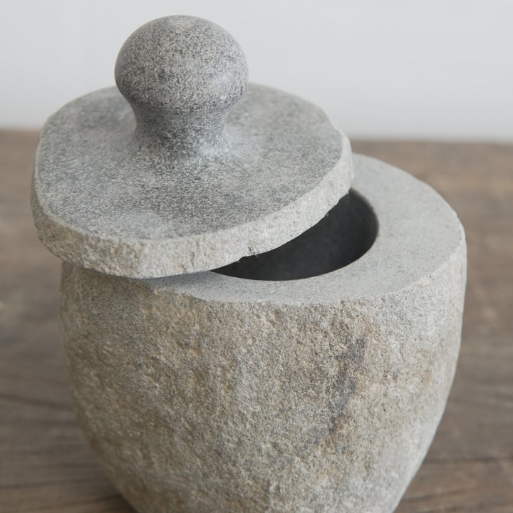 Hand Carved Stone Canister With Top