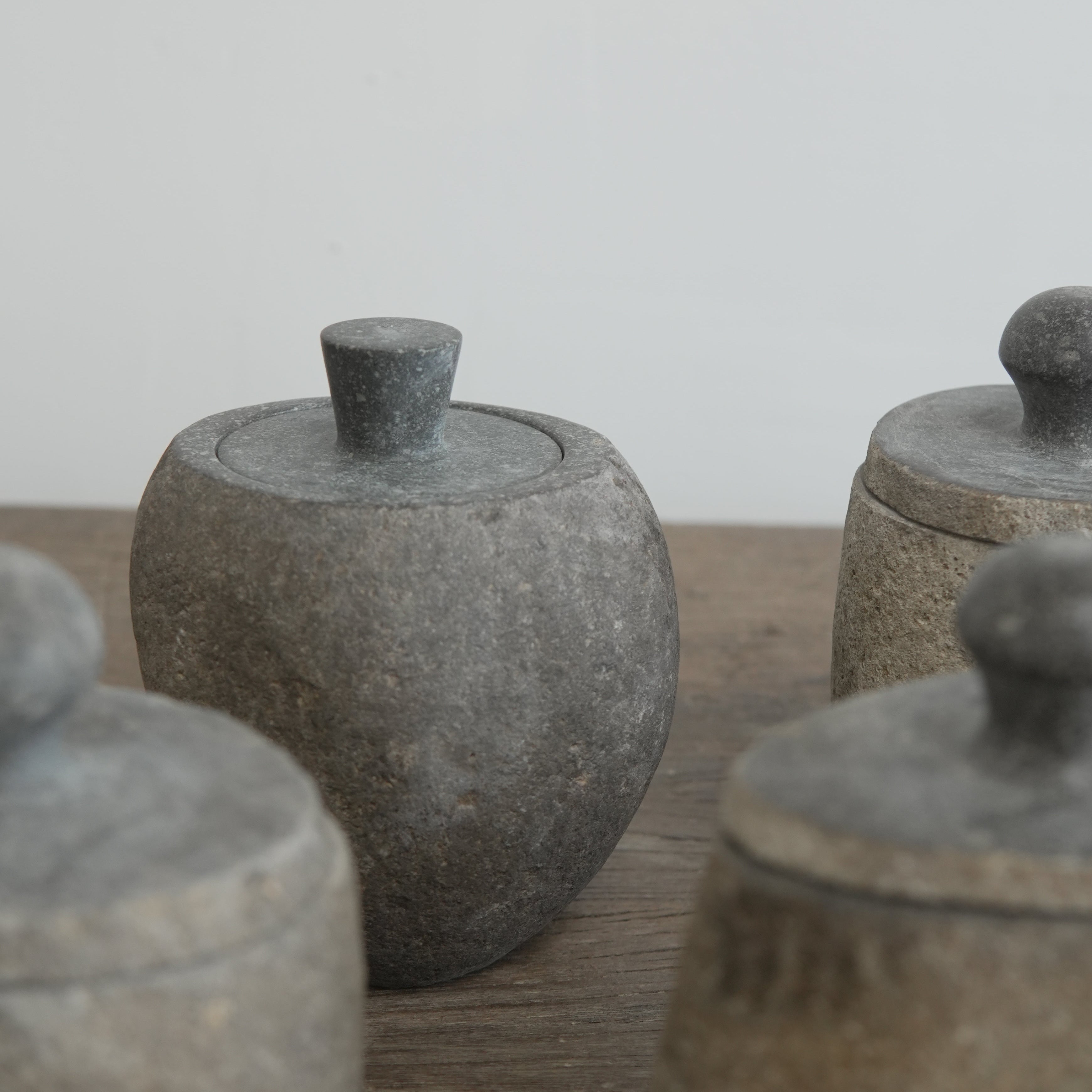 Hand Carved Stone Canister With Top