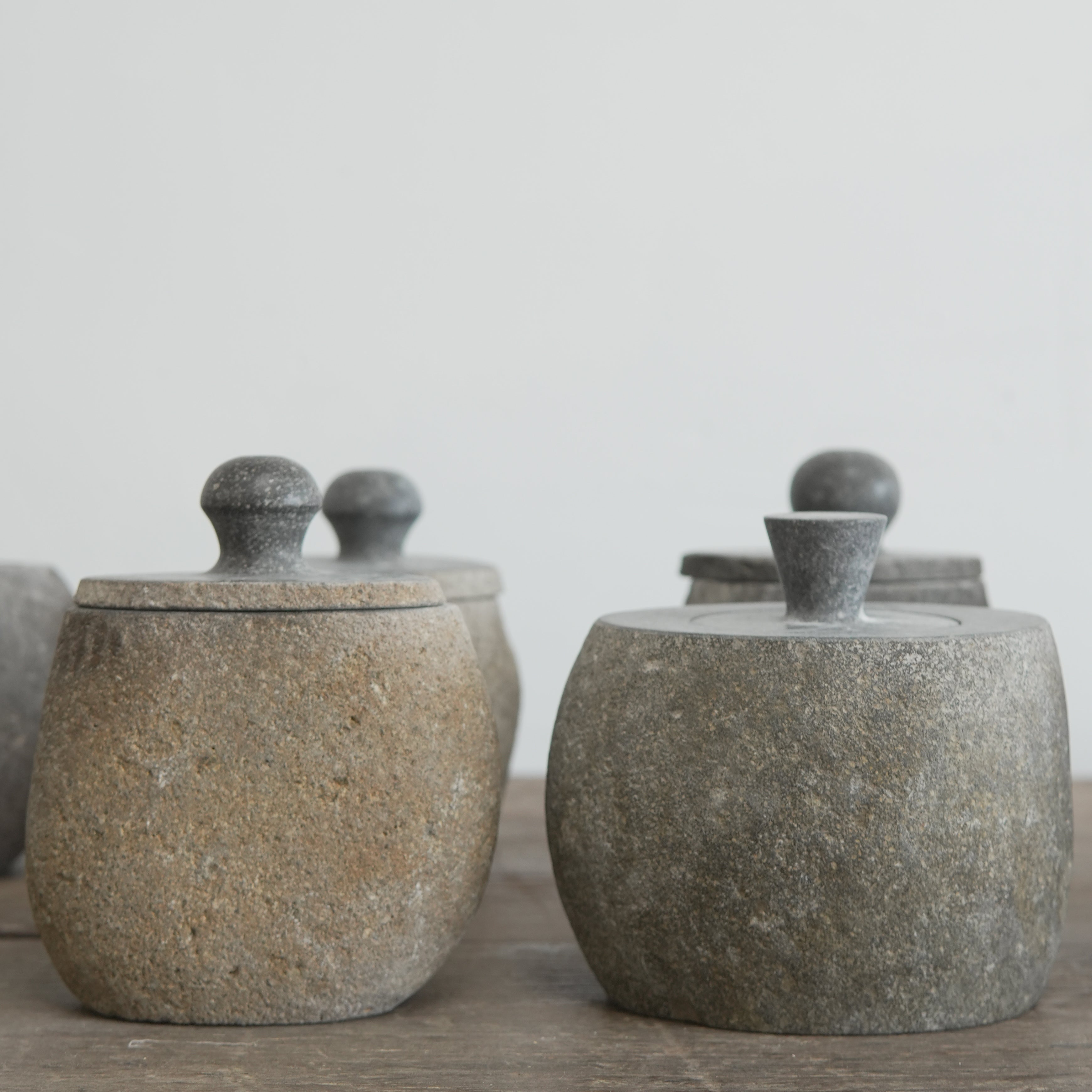 Hand Carved Stone Canister With Top