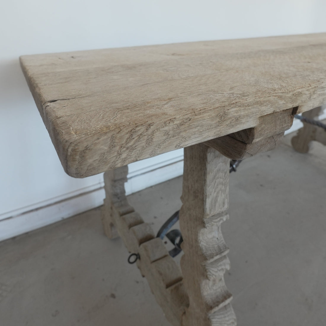 Antique Spanish Iron and Oak Trestle Table - Trouvaille Imports