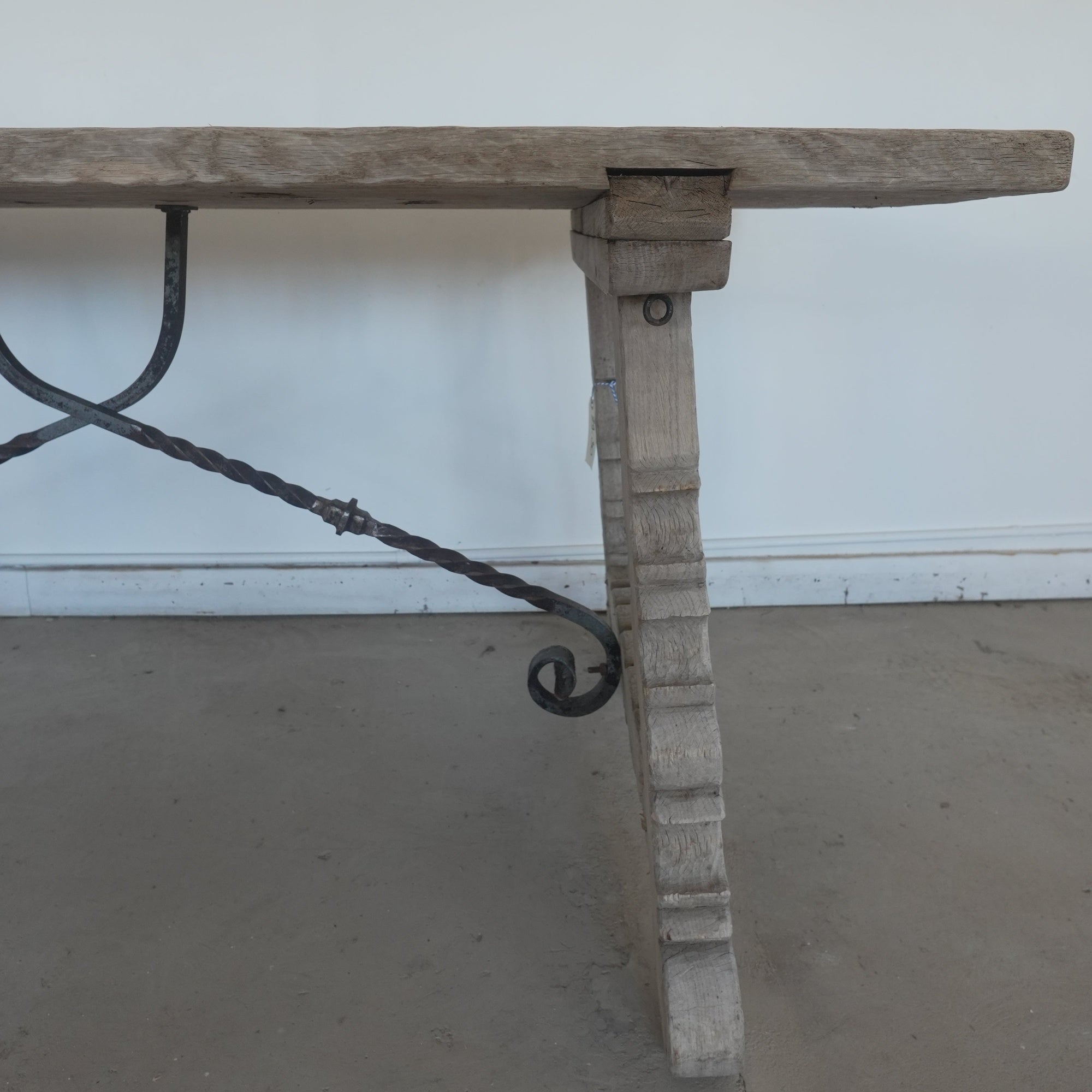 Antique Spanish Iron and Oak Trestle Table - Trouvaille Imports