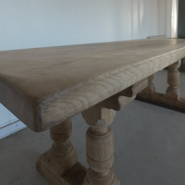 1800 Belgian Oak Trestle Dining Table - Trouvaille Imports