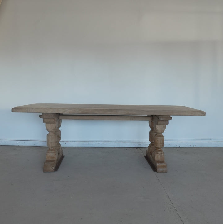 1800 Belgian Oak Trestle Dining Table - Trouvaille Imports