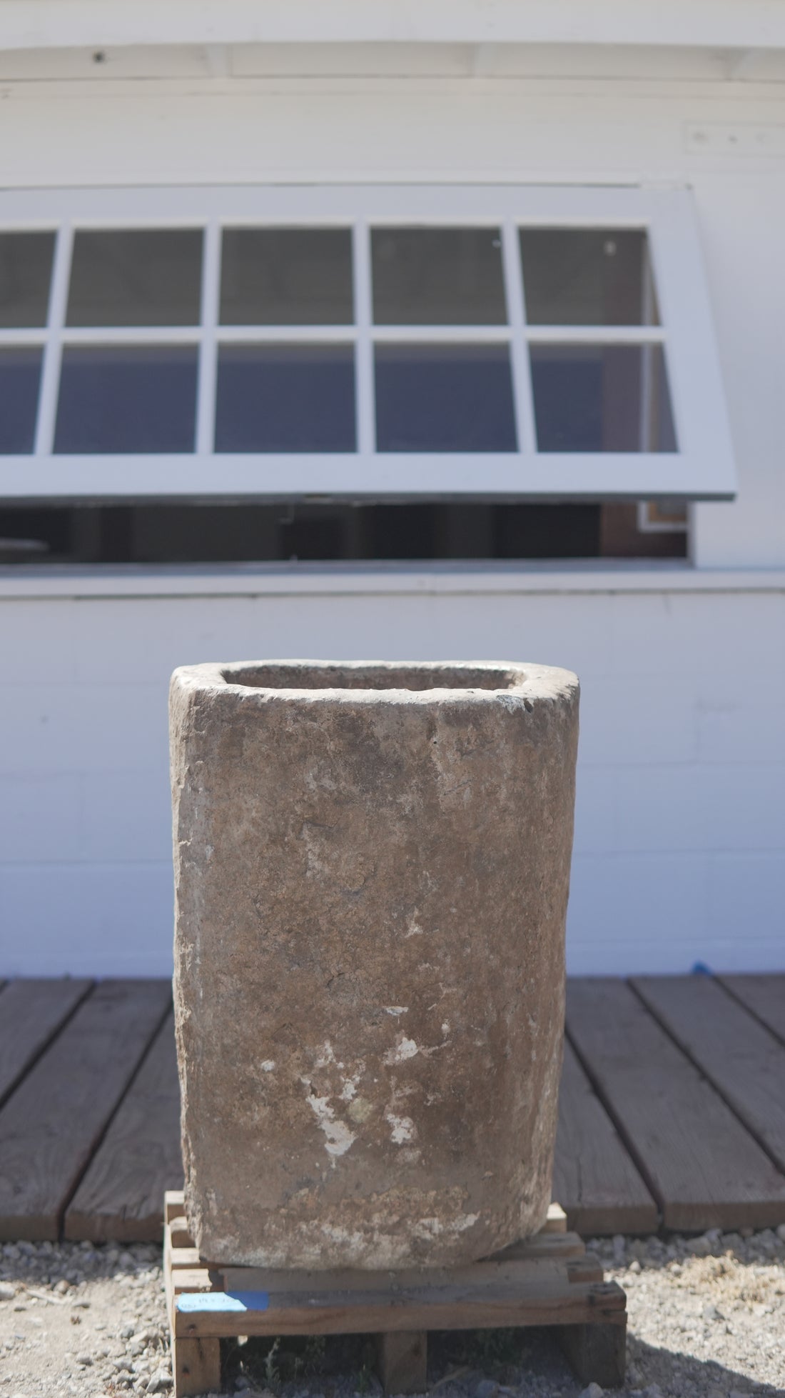 Antique Limestone Trough (19 inches round x 26 inches Height)