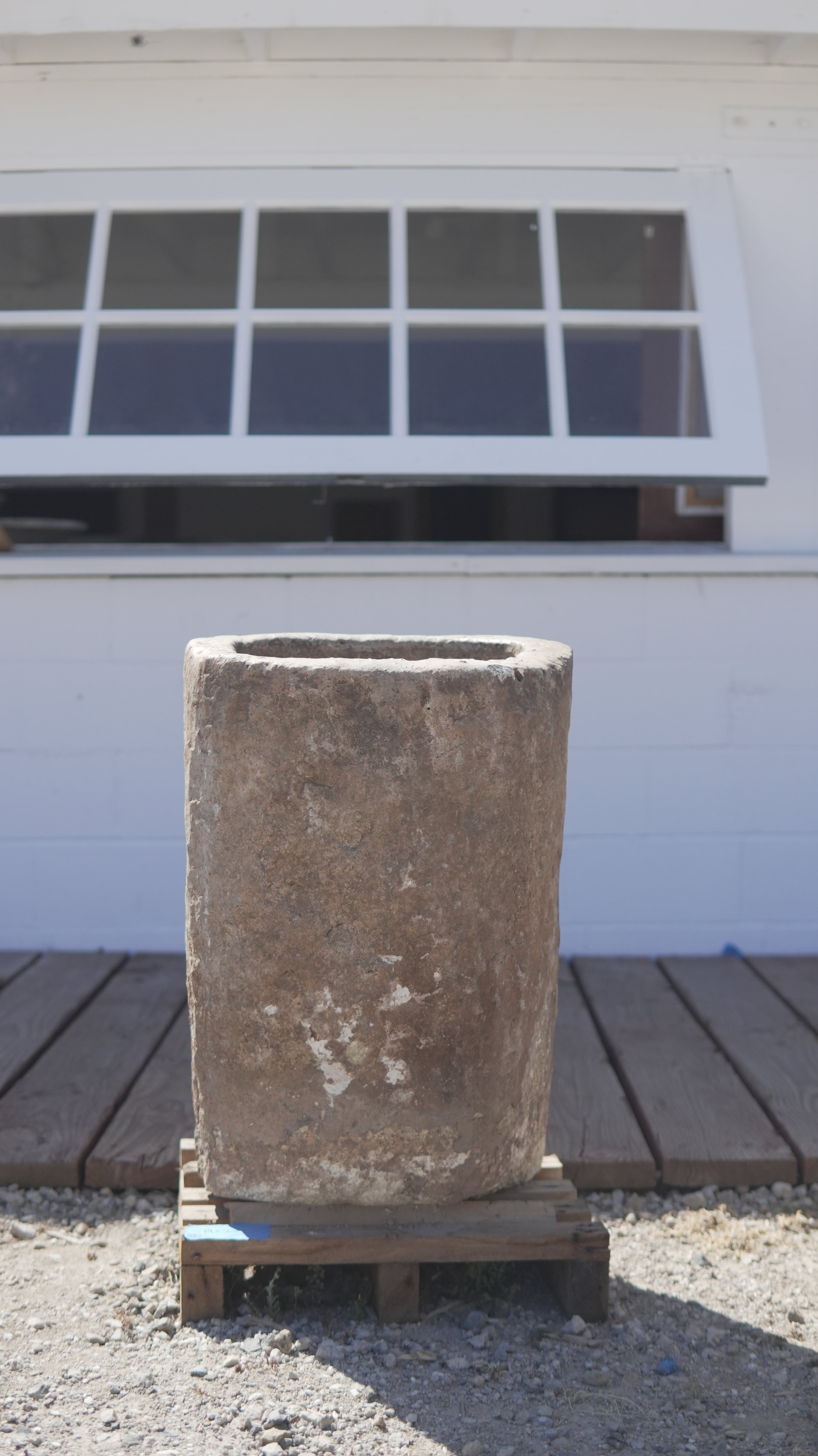 Antique Limestone Trough (19 inches round x 26 inches Height)