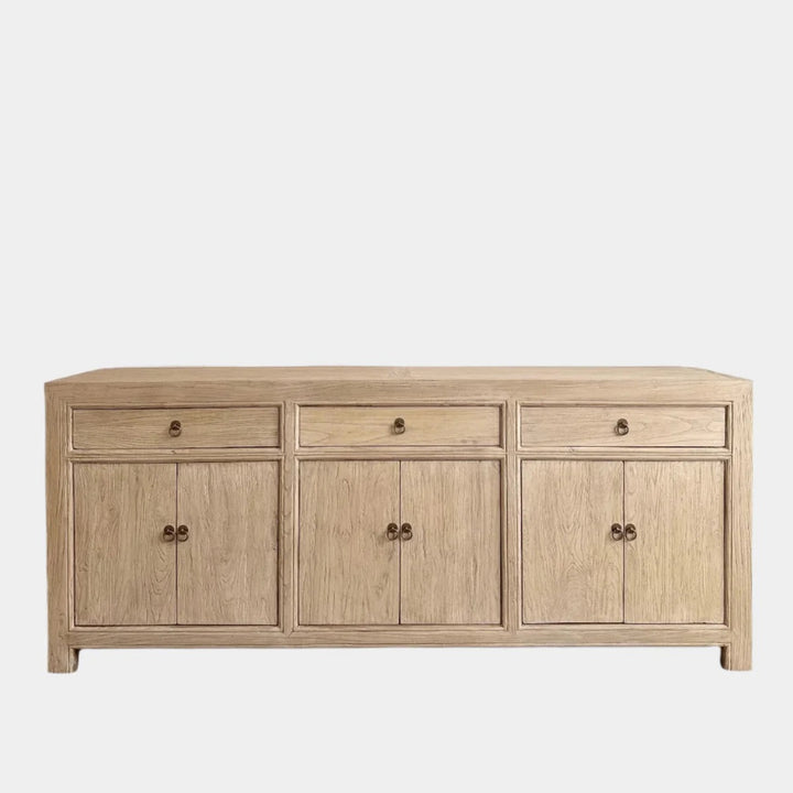 Elm Wood 3 Door Cabinet Console - Trouvaille Imports