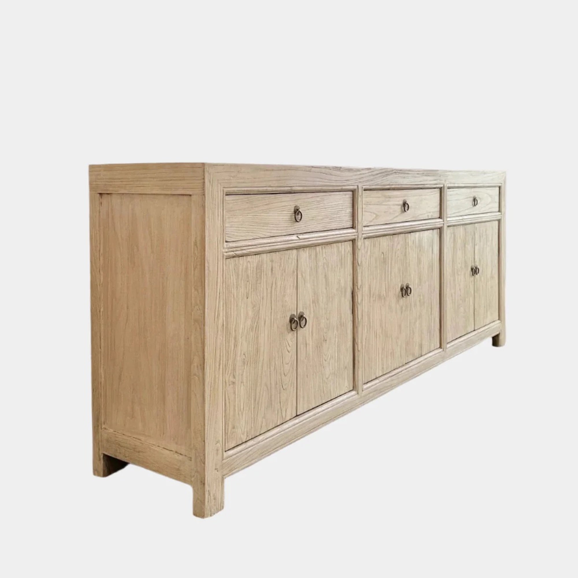 Elm Wood 3 Door Cabinet Console - Trouvaille Imports