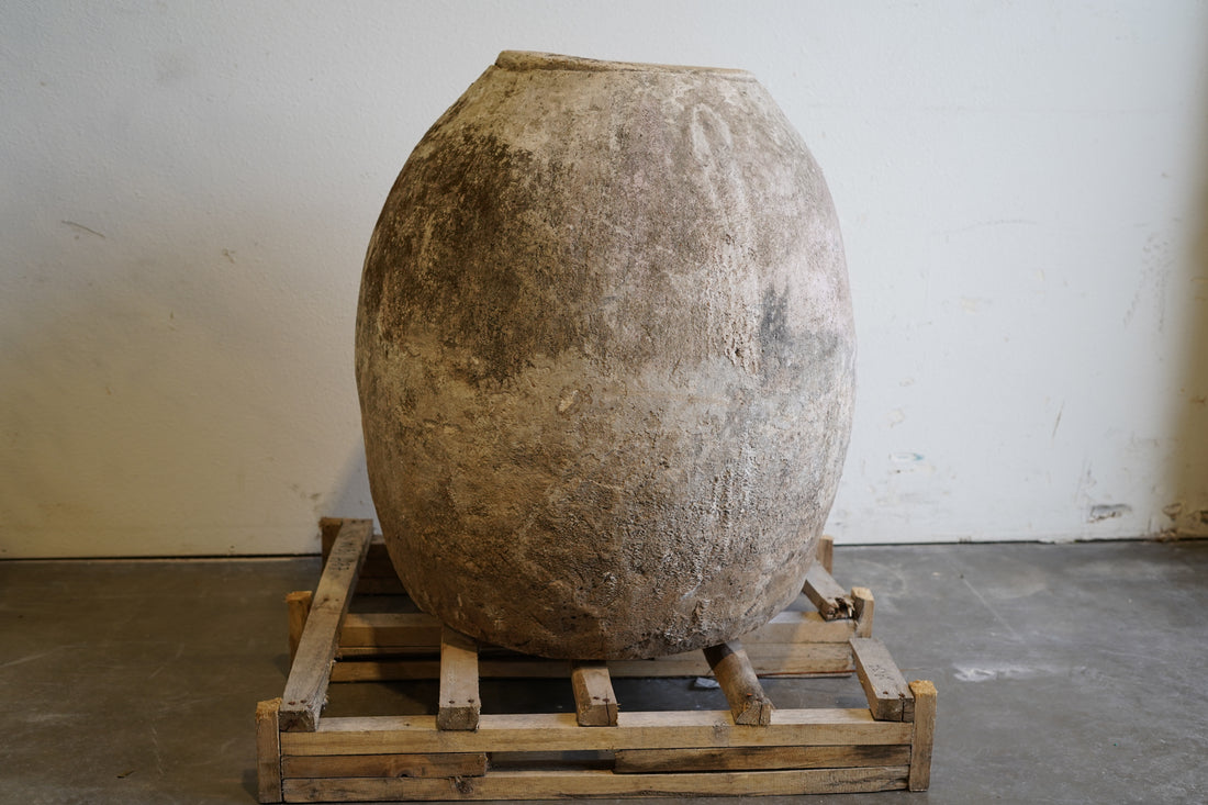 Vintage Oblong Limestone Planter - 31" W x 37" H - Trouvaille Imports