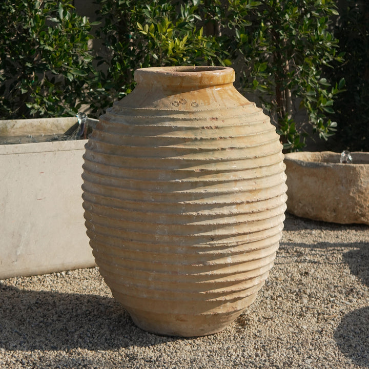 Rustic Ribbed Terracotta Olive Jar - Trouvaille Imports