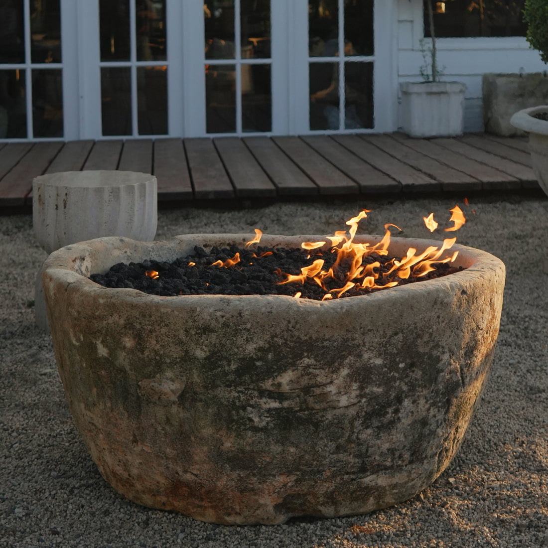 Vintage Limestone Fire Pit - Trouvaille Imports