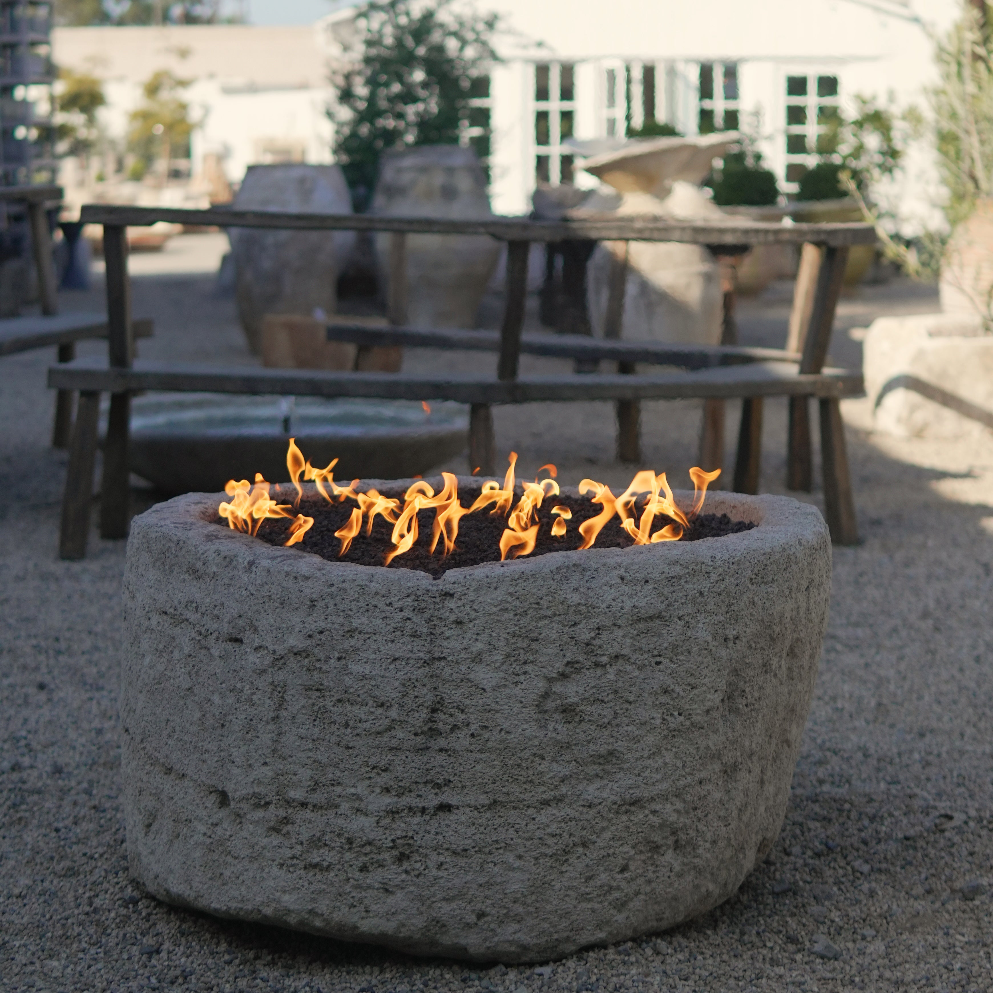 Antique Limestone Fire Pit - Trouvaille Imports