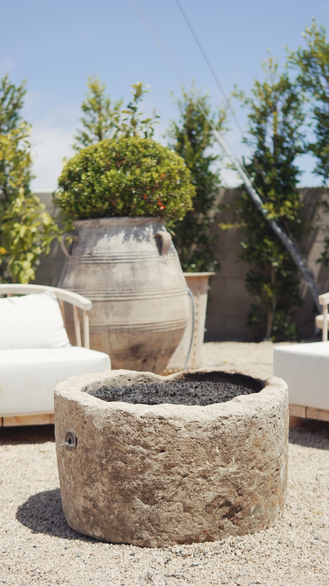 Antique Limestone Fire Pit - Trouvaille Imports