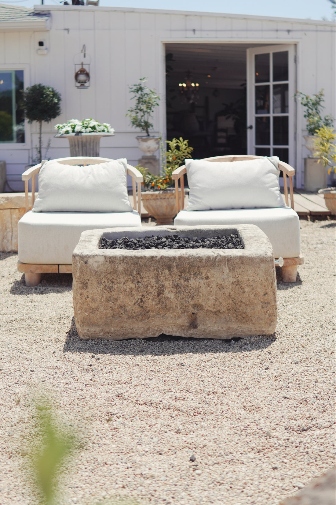Antique Limestone Fire Pit - Trouvaille Imports