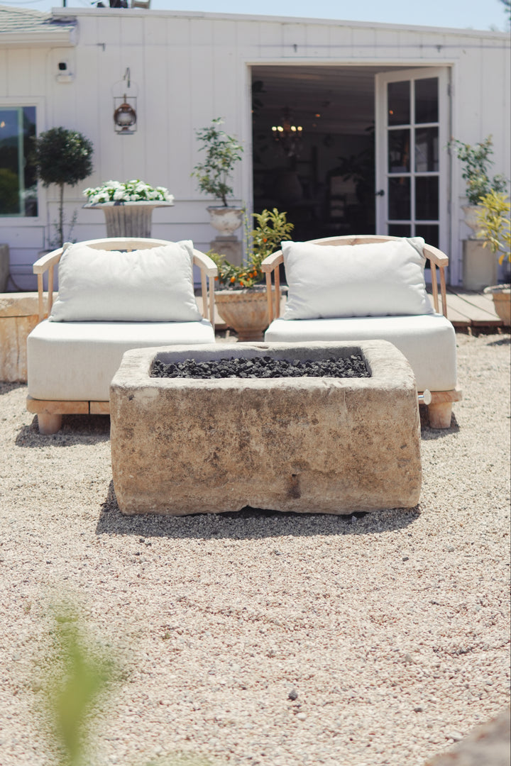 Antique Limestone Fire Pit - Trouvaille Imports