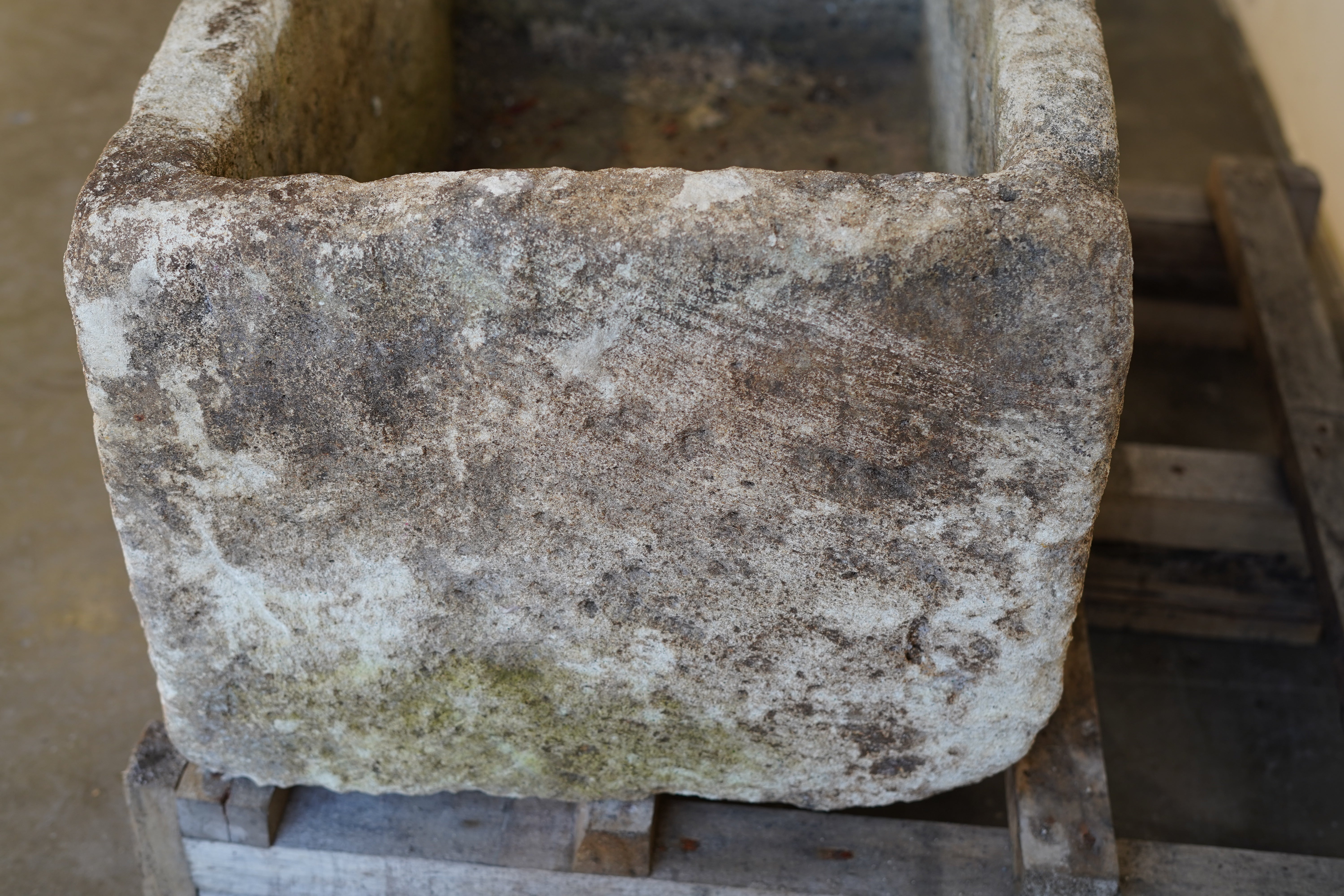 Vintage rectangular outdoor planter made from Indonesian limestone – perfect for fire pit bases, fountains or large greenery.