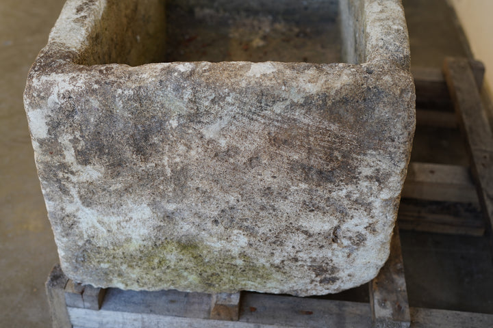 Vintage rectangular outdoor planter made from Indonesian limestone – perfect for fire pit bases, fountains or large greenery.