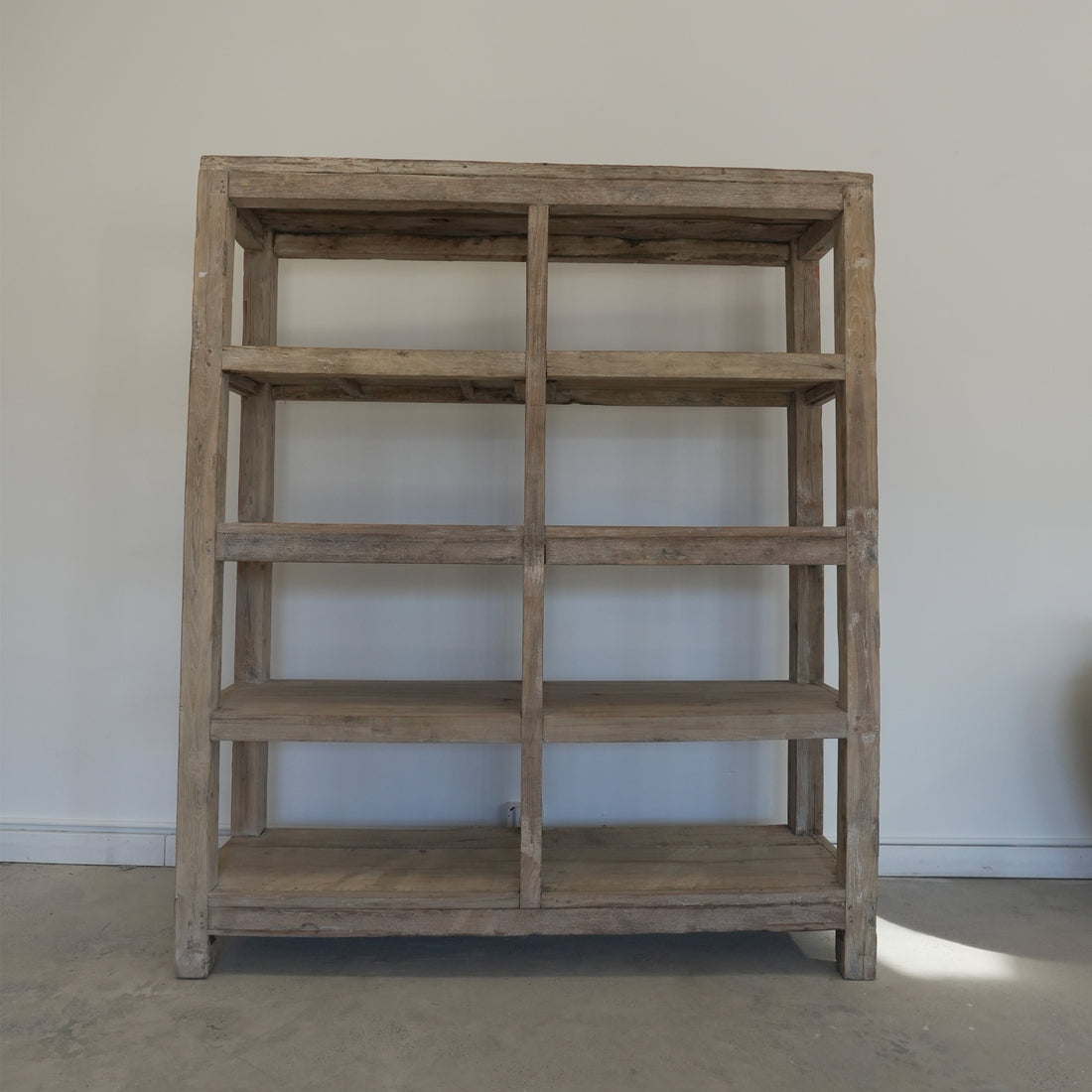 Vintage Antique Teak Wood 5 Row Shelf