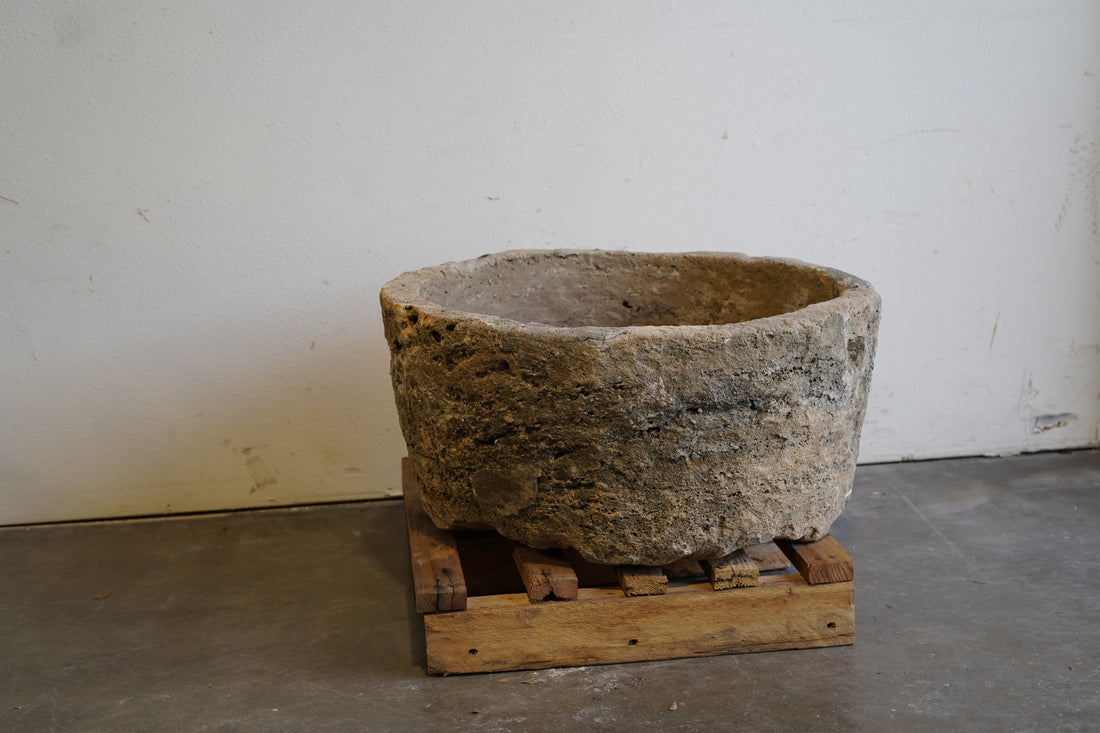 Authentic vintage limestone planter, fountain or fire pit