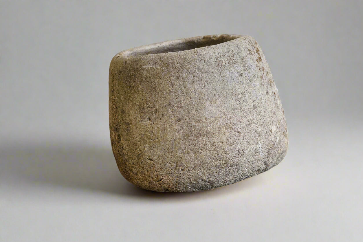 Vintage Limestone Planter - 19" W x 17" H - Trouvaille Imports