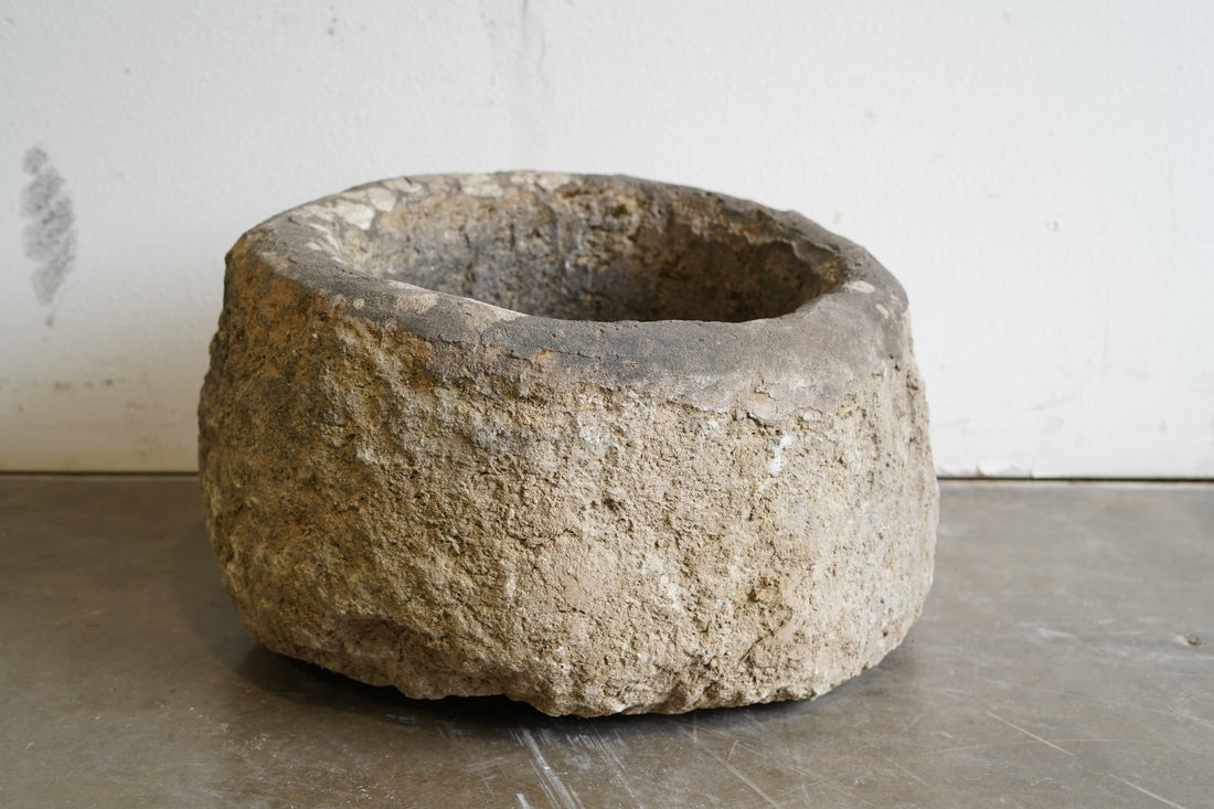 Vintage hand-carved authentic Limestone planter 