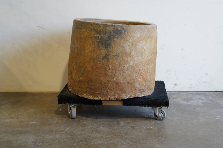 Vintage Limestone Planter - Cylindrical shape. 24" H x 25.5" W