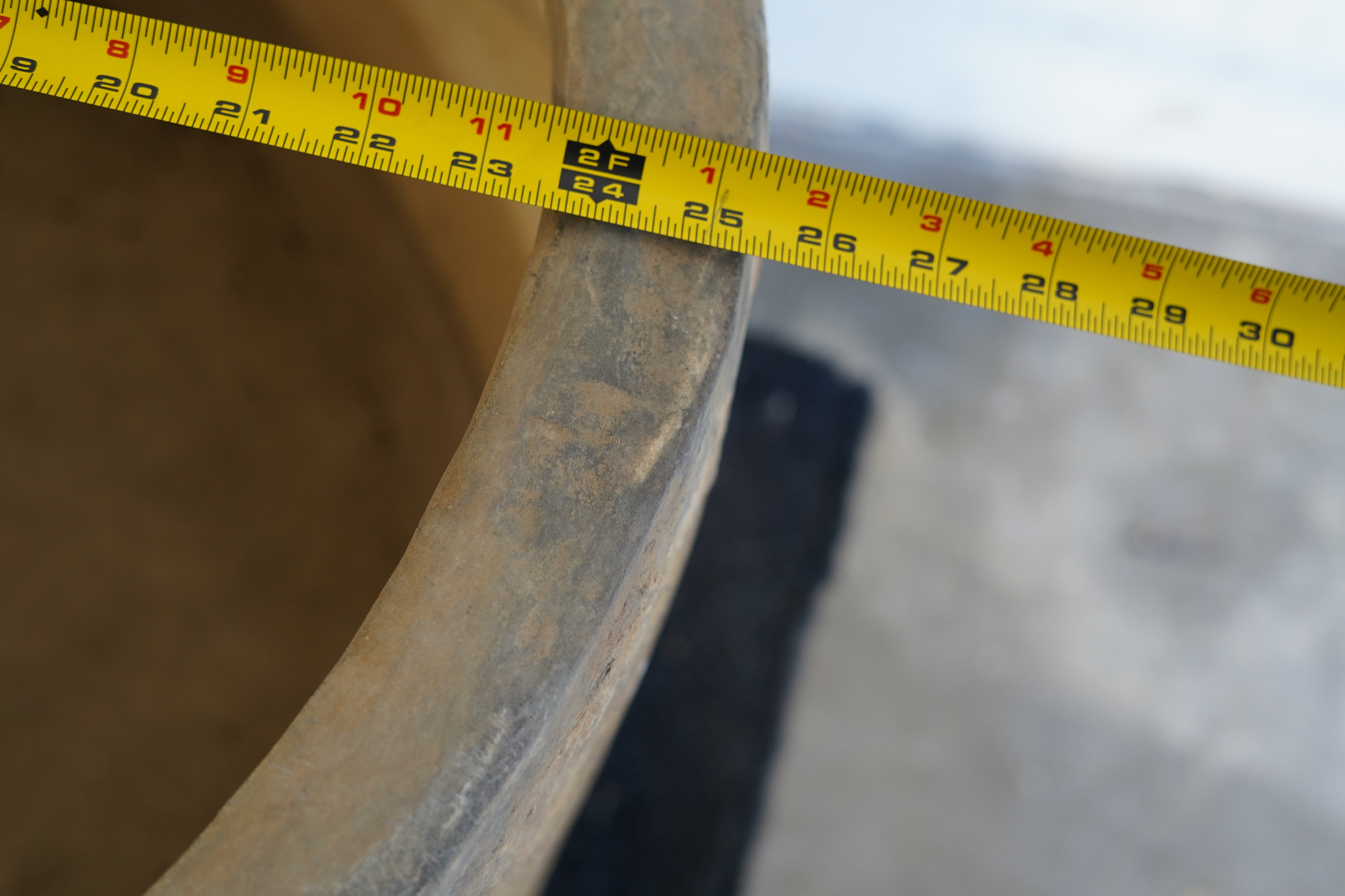 Vintage Limestone Planter - Cylindrical shape. 24" H x 25.5" W