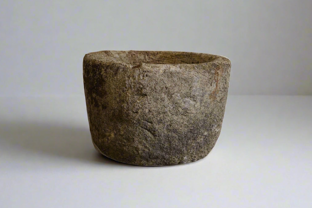 Vintage Limestone Vessel. Hand-carved  authentic.

Dimensions: 24" W x 17" H