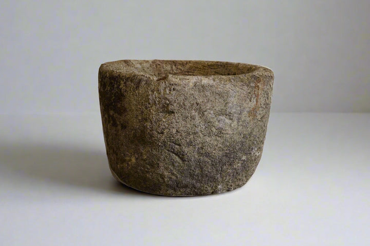 Vintage Limestone Vessel. Hand-carved  authentic.

Dimensions: 24" W x 17" H