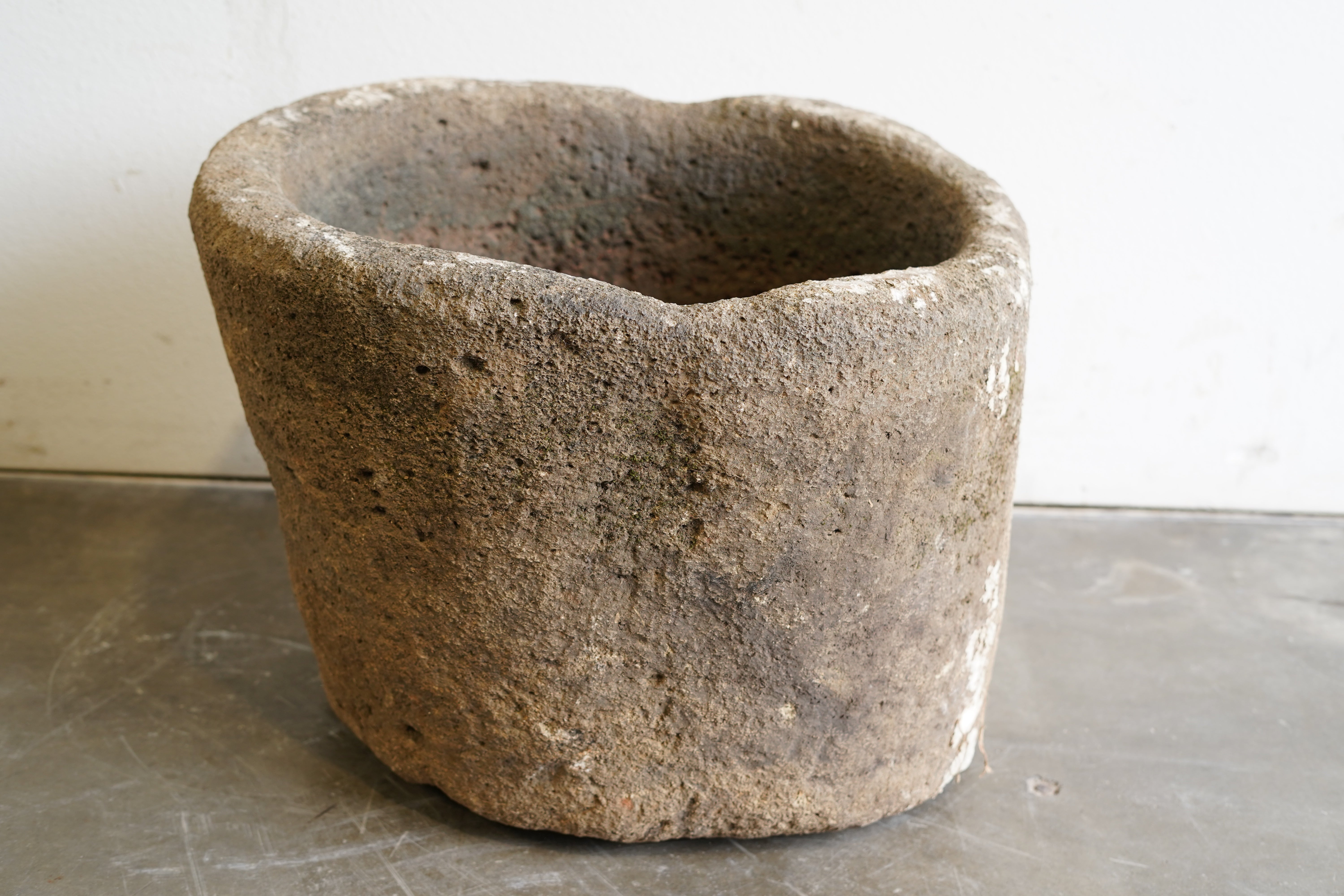 Vintage Hand-carved authentic limestone planter, fountain or fire pit