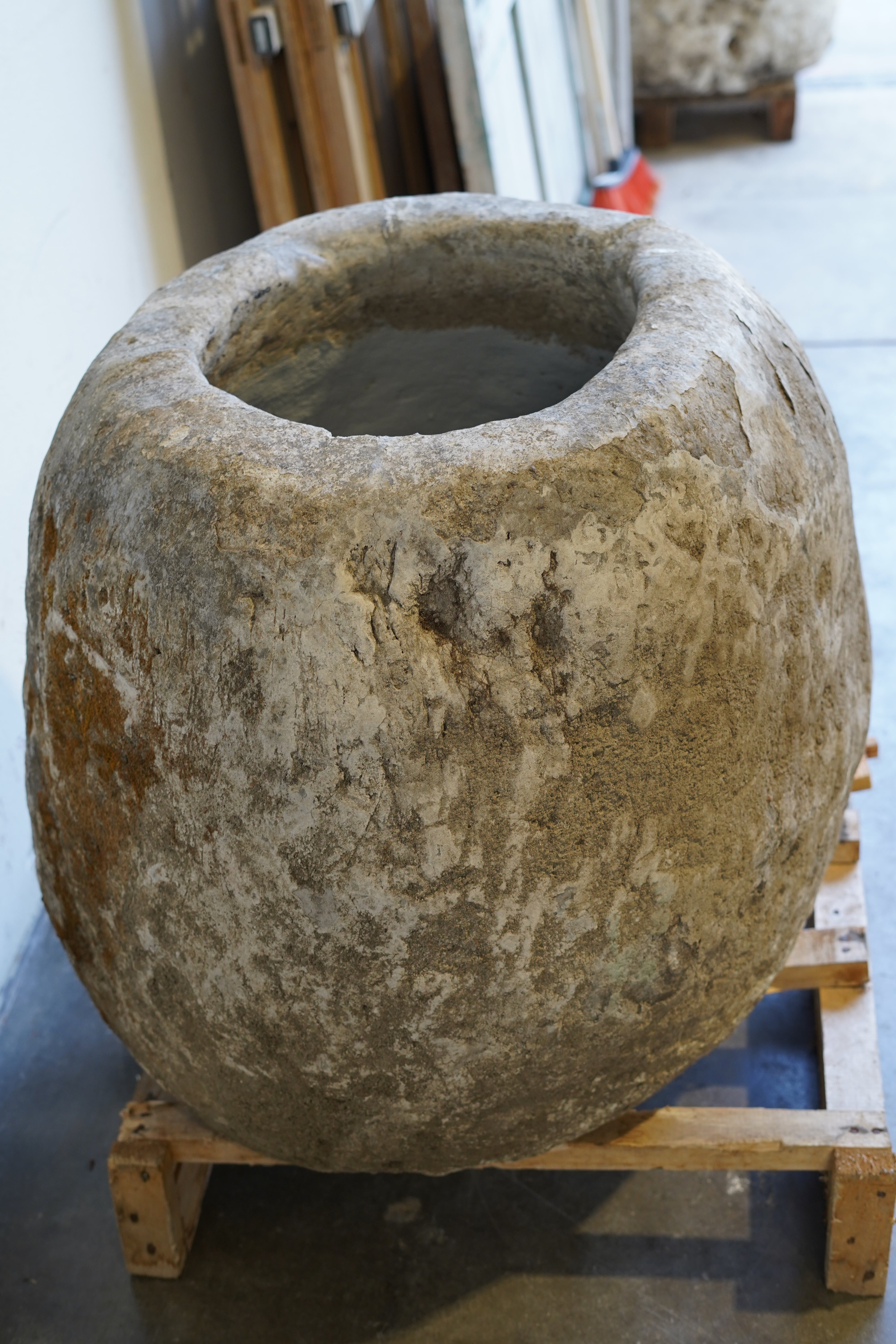 Antique Oblong Limestone Planter&nbsp;

26" W x 29" H