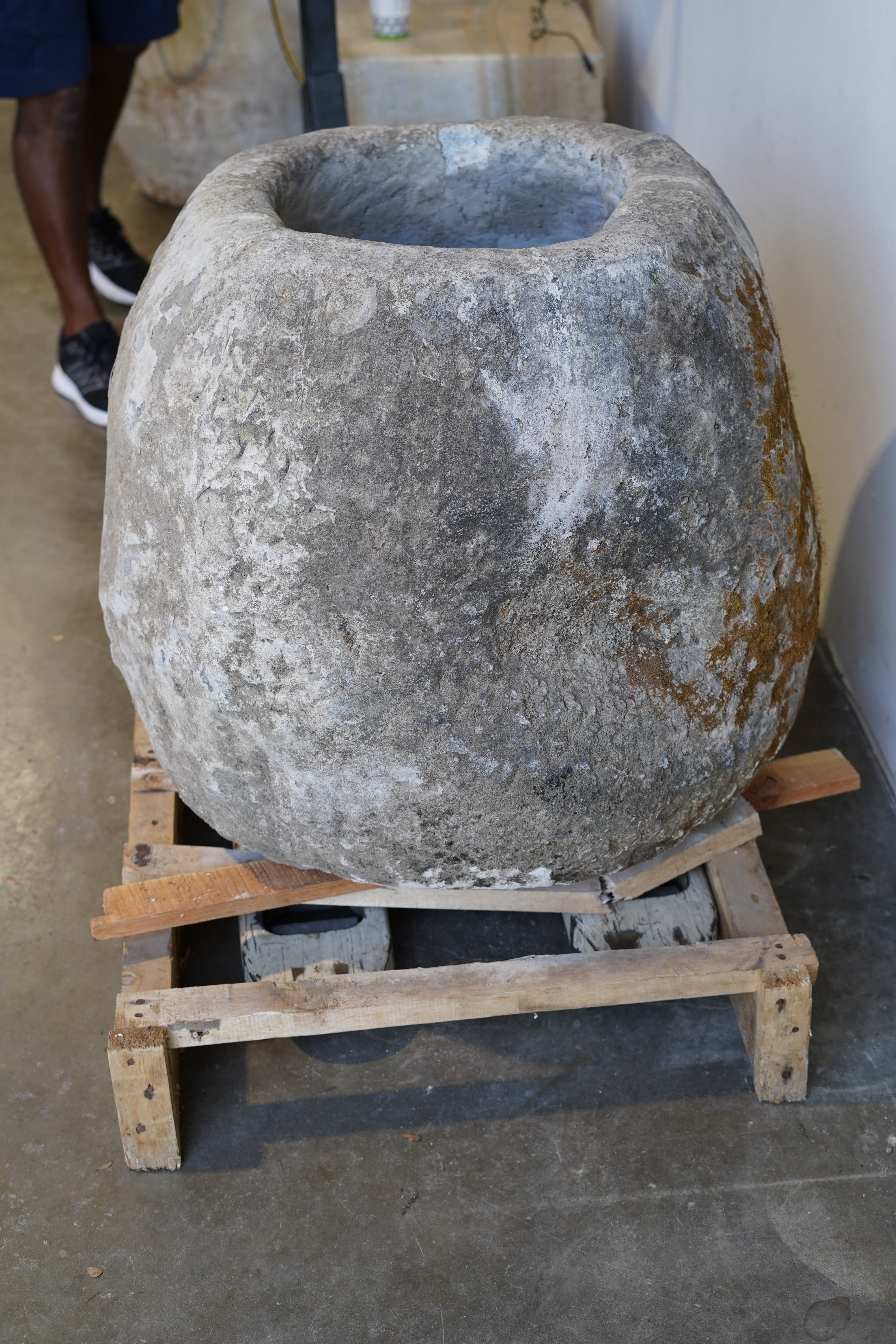 Antique Oblong Limestone Planter&nbsp;

26" W x 29" H