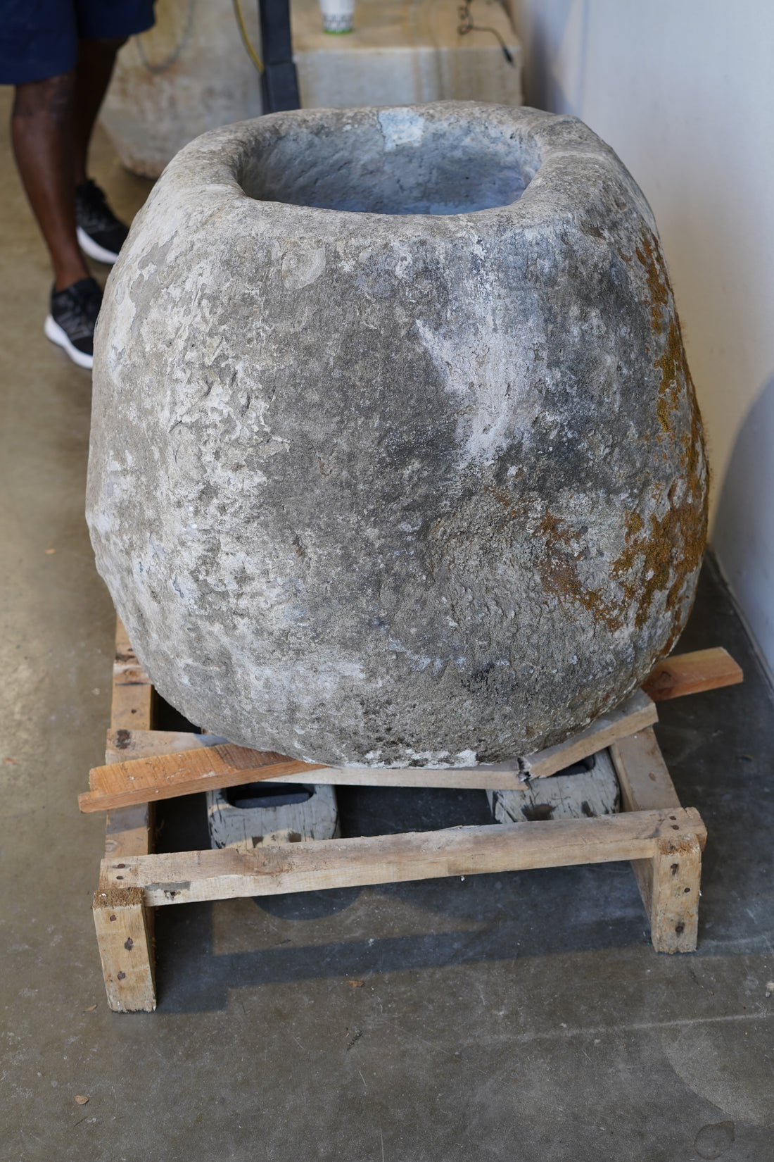 Antique Oblong Limestone Planter&nbsp;

26" W x 29" H