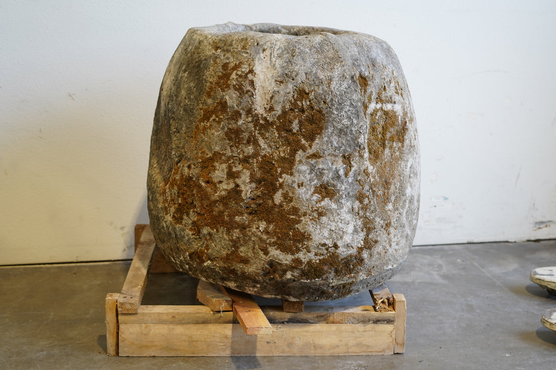 Antique Oblong Limestone Planter&nbsp;

26" W x 29" H