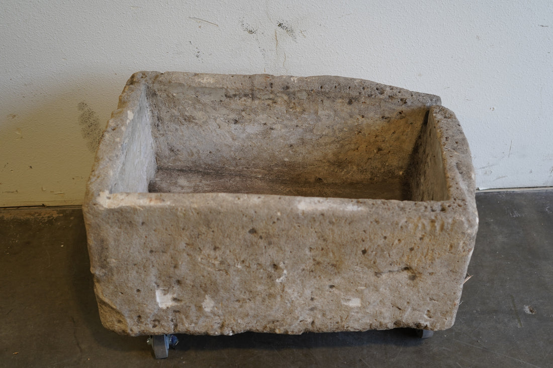 Top down view of Vintage Limestone

Hand-carved, authentic limestone vessel
all limestone can be converted to fire pit or fountain
31" L x 21" W x 15" H