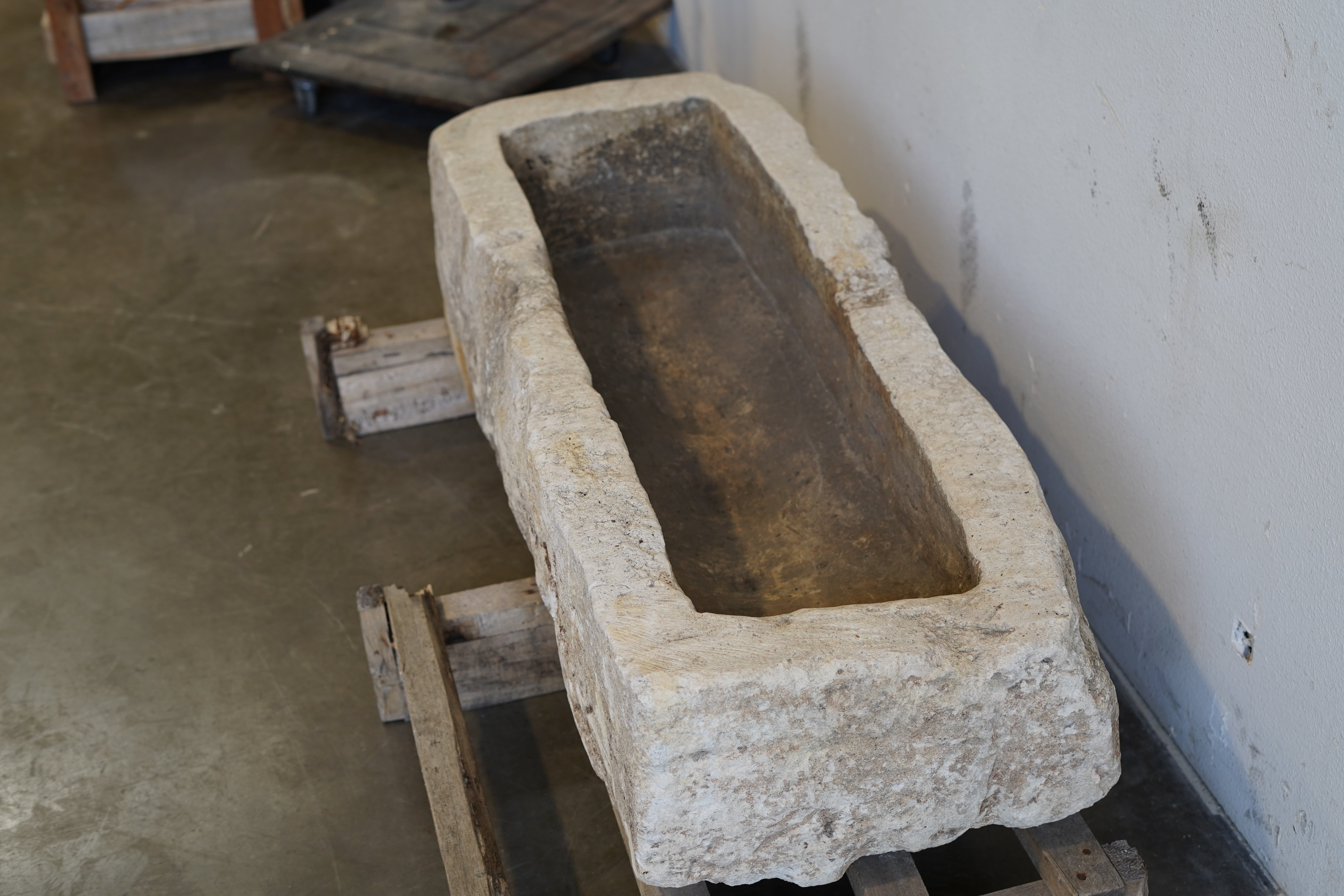 Top view of Vintage Limestone Trough

Hand-carved, authentic limestone
Beautiful exterior character, muted tones
47" L x 18" W x 12" H