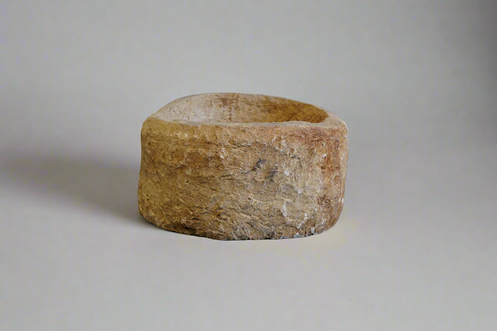 vintage limestone planter, hand-carved.