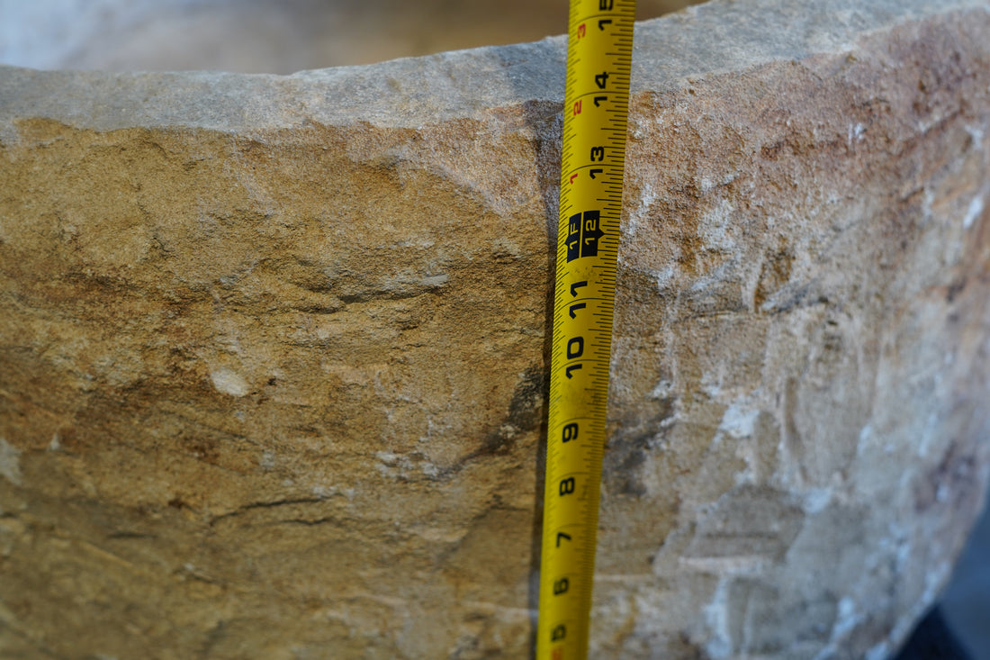 close up of patina on authentic hand-carved limestone.