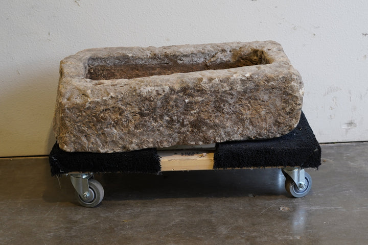 Vintage Limestone Trough on plain white background. 10" H x 30" L x 19" W