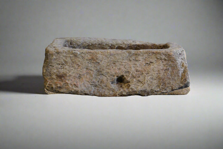 Vintage Limestone Trough on plain white background. 10" H x 30" L x 19" W