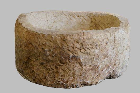 Vintage limestone planter round shape. 26" w x 14" H 