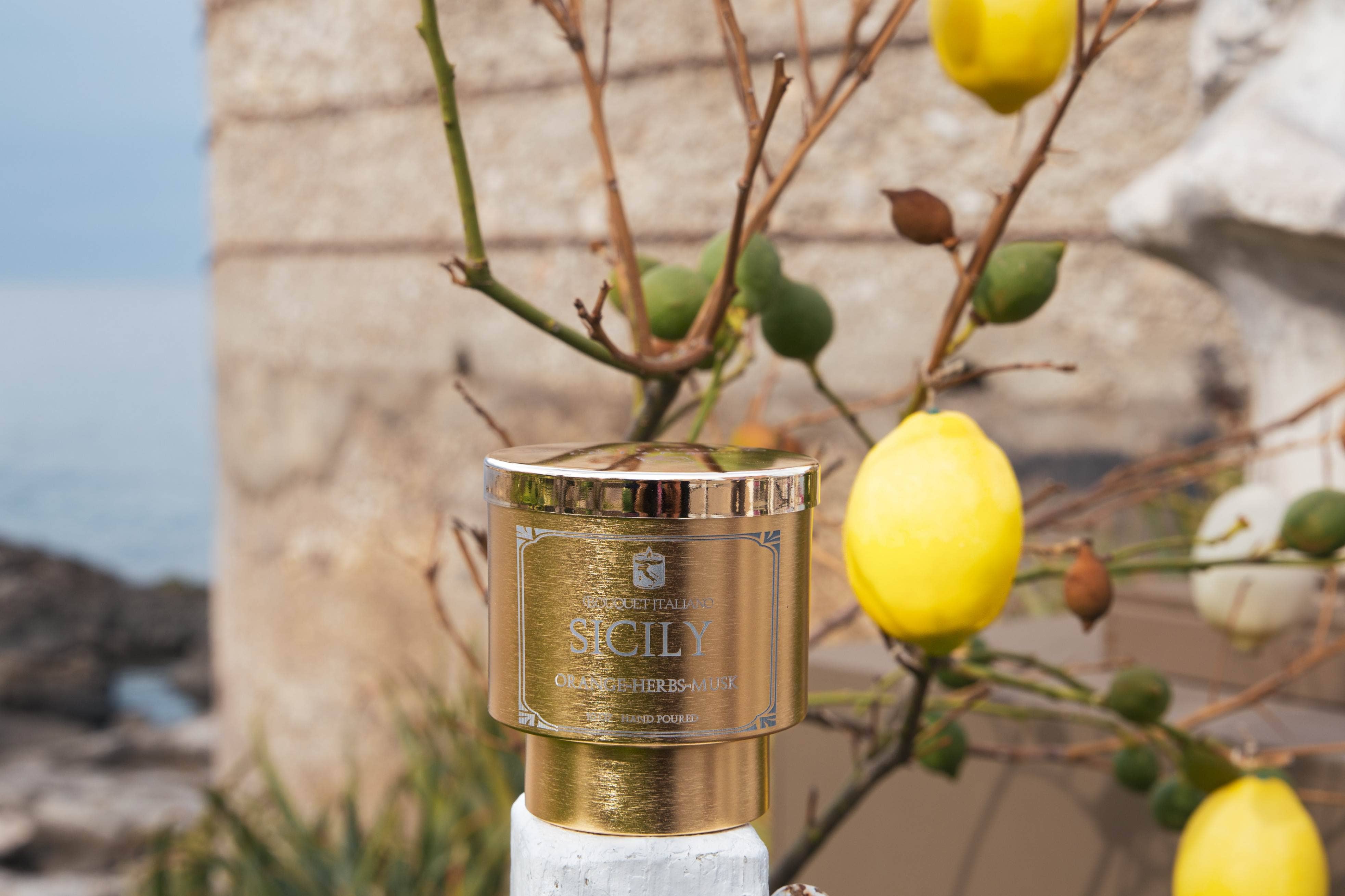 Sicily Luxury Scented Candle – Citrus & Mediterranean Herbs - Trouvaille Imports