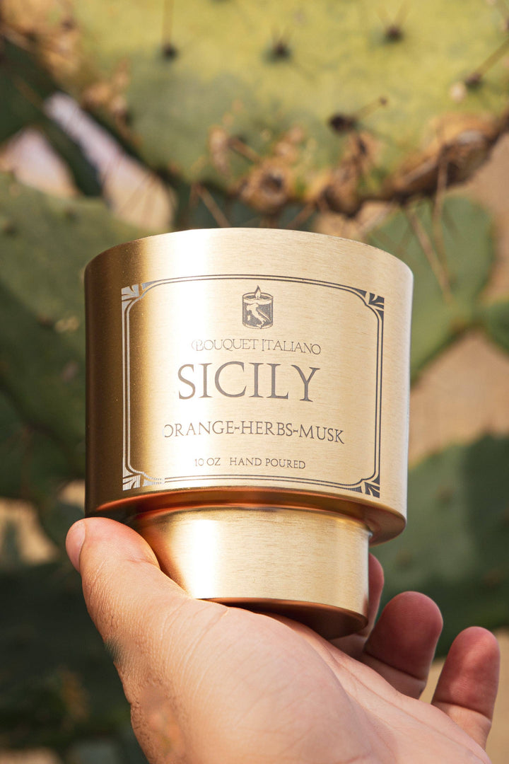Sicily Luxury Scented Candle – Citrus & Mediterranean Herbs - Trouvaille Imports
