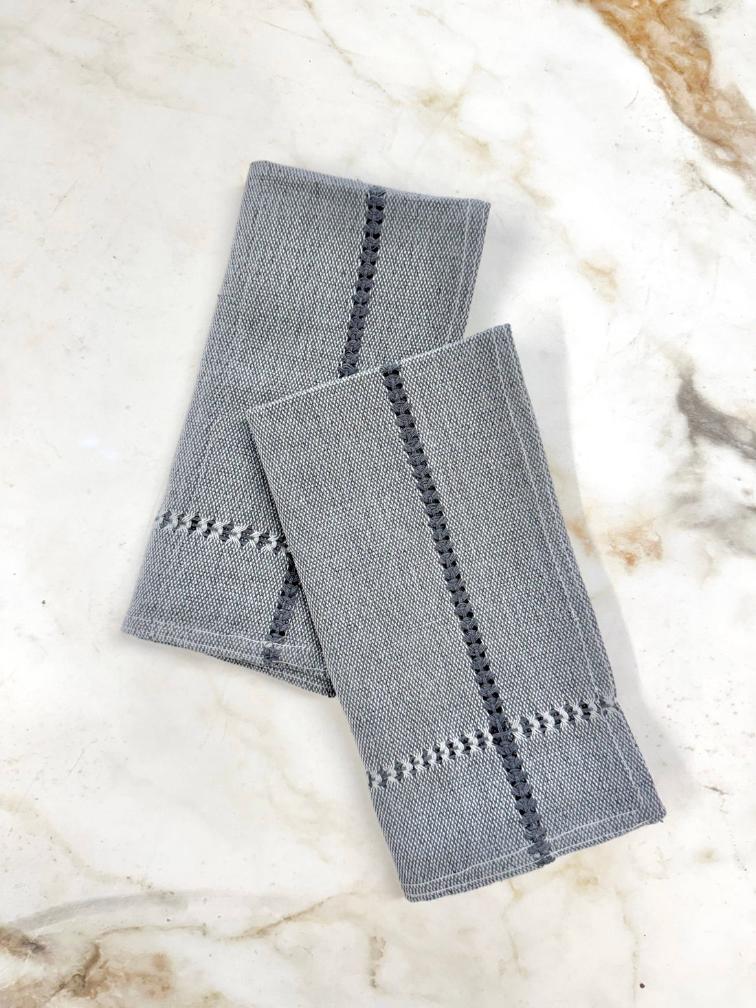 Hand-stitched Napkin, Gray S/2 - Trouvaille Imports