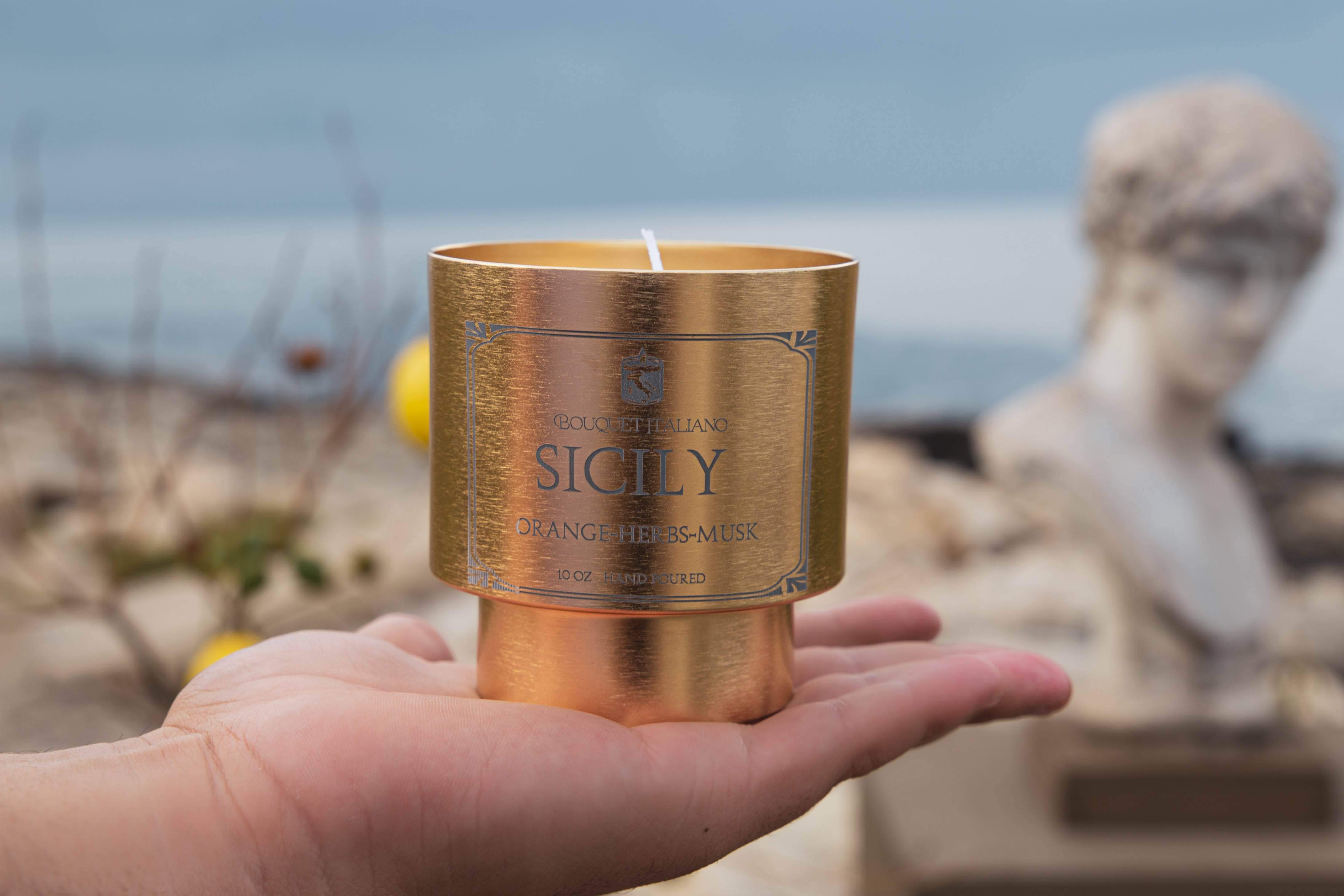Sicily Luxury Scented Candle – Citrus & Mediterranean Herbs - Trouvaille Imports